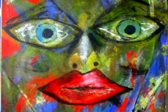 Bi-Face	11.04.2011	50 x 40 cm	Acryl + Lippenstift + Kajal auf Leinwand