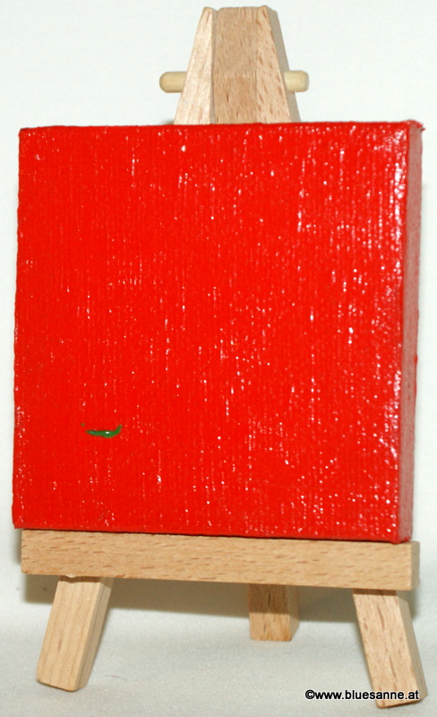 JustRed	00.12.2011	7 x 7 cm	Acryl + Abtönfarbe + Varnish auf Leinwand + Staffel