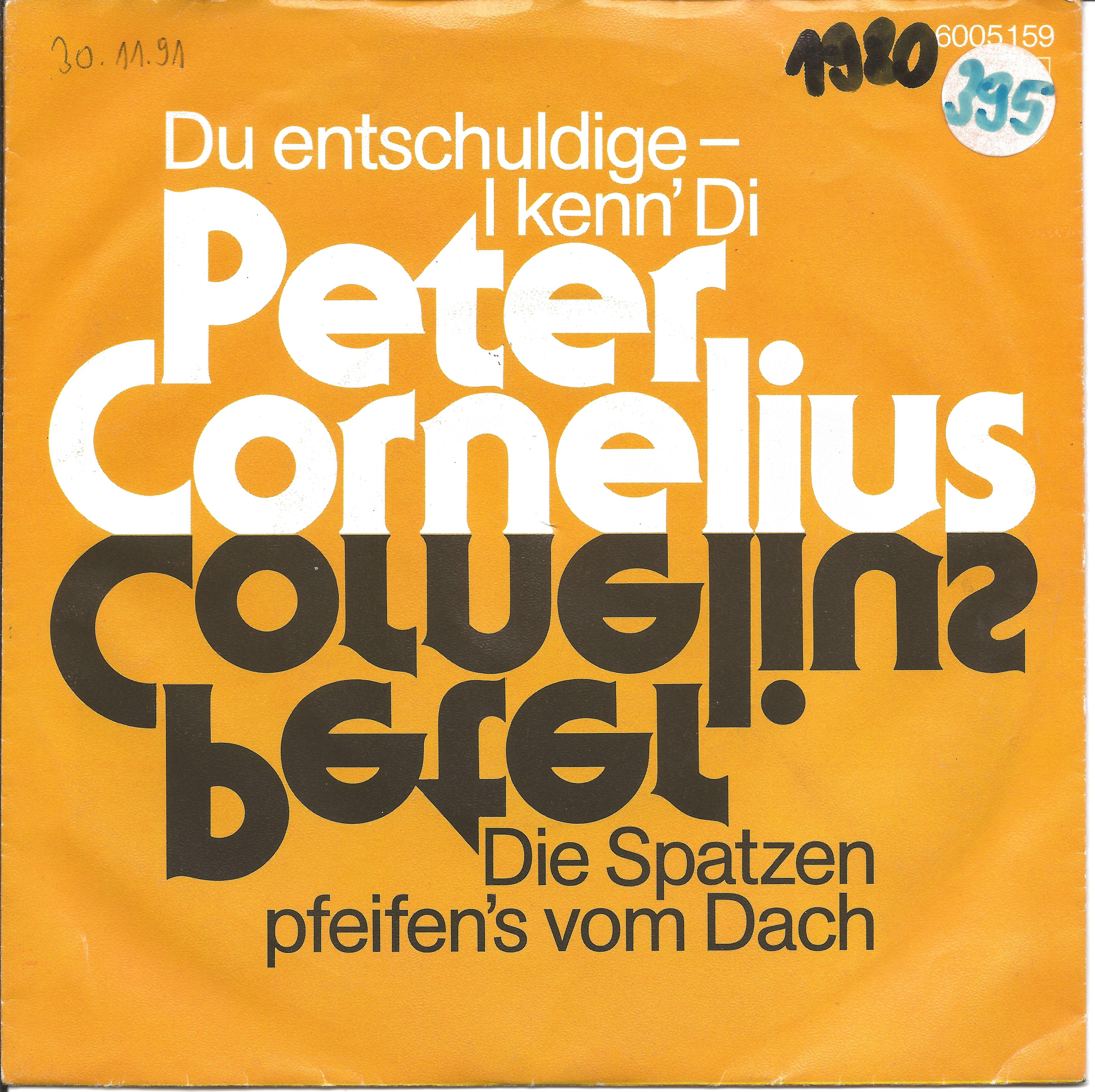Peter Cornelius Du entschuldige I kenn die 1980 Single
