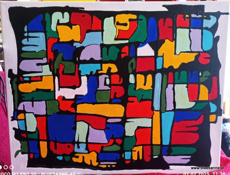 FensterBunt 15.01.-01.02.2025 50 x 40 cm Acryl + Lack auf Leinwand