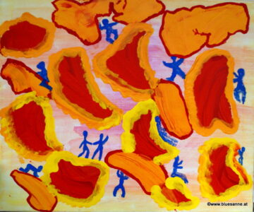 Blood 02.04.2007 60 x 50 cm Acryl + Gouache + Pastellkreide auf Leinwand