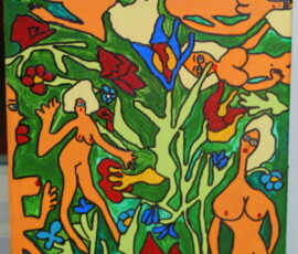 BlümchenNaked 11.07.2013 24 x 18 cm Acryl + Marker auf Leinwand