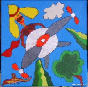 Bruchpilotin 26.07.2013 20 x 20 cm Acryl + Marker auf Leinwand