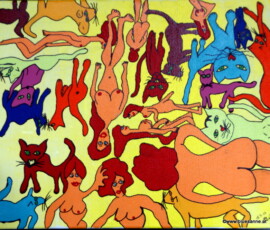 CatNaked 18.07.2013 46 x 38 cm Acryl + Marker auf Leinwand