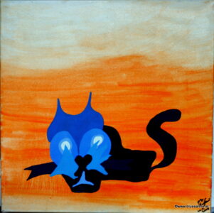ChatBleu 31.01.2009 50 x 50 cm Acryl + Gouache + Pastellkreide auf Leinwand