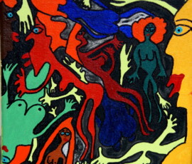 DarkGreyNaked 17.05.2013 20 x 20 cm Acryl + Marker auf Leinwand