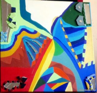 Ewige Baustelle 18.07.2012 50 x 50 cm Acryl + Fliesen + Glas auf Leinwand