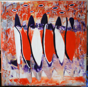 Fish&Pingus 26.05.2018 53 x 53 cm Acryl auf Kartonpapier + Holzkeilrahmen