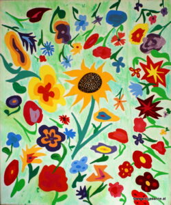 Flowers 03.03.2007 60 x 50 cm Acryl + Gouache + Pastellkreide auf Leinwand