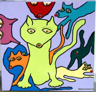GlitterCats 16.08.2013 15 x 15 cm Acryl auf Leinwand