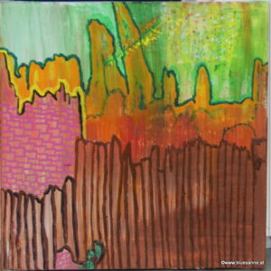 Hinterm Zaun 06.07.2013 30 x 30 cm Acryl auf Leinwand