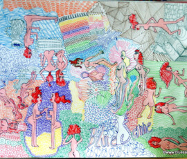 NakedSurr 19.10. - 20.10.2014 42 x 29,5 cm Filzstift + Gouache auf Papier