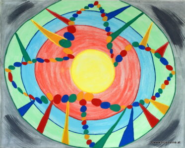 Planets 20.02.2007 50 x 40 cm Acryl + Gouache + Pastellkreide auf Leinwand