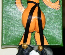 PoPeye 05.04.2013 15 x 10 cm Acryl + Figur aus Modelliermasse auf Leinwand