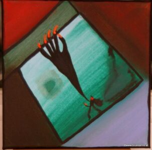 Pullout 27.08.2013 20 x 20 cm Acryl + Marker auf Leinwand Loch Tiefe halten