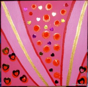 Street of Hearts 22.09.2012 15 x 15 cm Acryl auf Leinwand rosa Herz Glitzer street heart