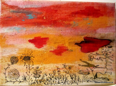 WaytoParadies 12.10.2014 18 x 13 cm Acryl + Tusche auf Leinwand