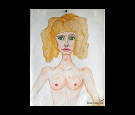 Blondy 25.12.2001 55,5 x 42 cm Buntstift auf Papier