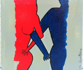 Halbe Halbe 26.09.2012 15 x 15 cm Acryl + Varnish auf Leinwand Halbe Naked Frau Mann Leinwand