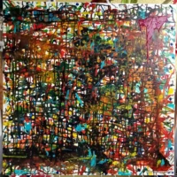 Cover the Black with Color 70 x 70 cm 09.03.-24.03.2025 Acryl Pouring auf Leinwand