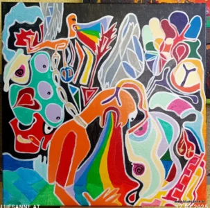 Spitting Rainbow 04.03.-12.03.2025 40x40 cm Acryl + Lack auf Leinwand