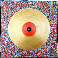 GoldenRecord 21.11.-31.12.2025 Acryl+Vinylschallplatte auf Leinwand 40 x 40 cm