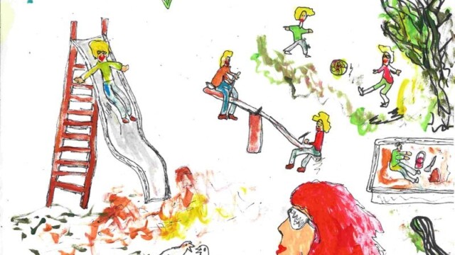 ganz schön was los, am Kinderspielplatz100413