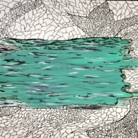 Lake 00.00.2001 42 x 29,5 cm Acryl + Tinte auf Papier