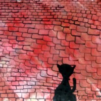 Lonsome Cat 04.11. - 05.11.2000 42 x 39 cm Gouache auf Papier