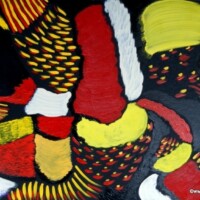 Mushrums 20.02.2002 50 x 35 cm Acryl + Plaka auf Karton