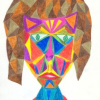 Perücke 28.12.2001 63 x 44 cm Buntstift auf Papier