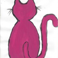 PinkBlueCat 26.10.2001 29,4 x 21 cm Wasserfarbe auf Papier
