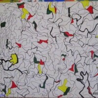 Pixls 30 x 21 cm Acryl + Fineliner auf Karton