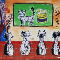 RoofCats 21.10.2000 42 x 29,5 cm Gouache auf Papier