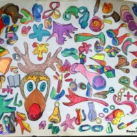 Rudi 20.12. - 21.12.2001 56 x 42 cm Buntstift + Tusche auf Papier