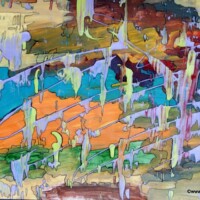 Stalaktit 24.08.2013 44 x 31 cm Acryl + Füllfeder auf Papier