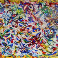 Wind 11.01.2002 44 x 30 cm Acryl + Lack auf Papier