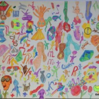 Yes 20.01.2002 44 x 30 cm Buntstift + Tusche auf Papier