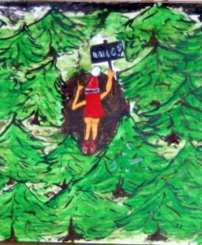 alleine einsam hallo wald schild