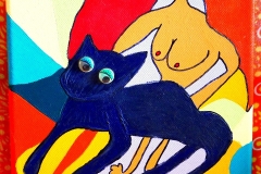 Frau-mit-Katze-04.09.2013-06.01.2015-20-x-20-cm-Acryl-auf-Leinwand