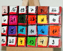 Adventkalender 01.11.2012 9 x 6 cm Acryl + Varnish auf Leinwand + Staffel