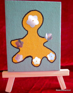 Baktivir 25.09.2012 9 x 7 cm Acryl + Glitzerblumen auf Leinwand + Staffel