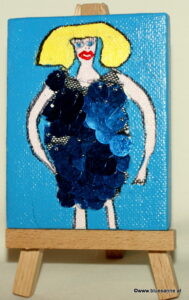 Blue-P-Lady 22.09.2012 9 x 7 cm Acryl + Varnish auf Leinwand + Staffel