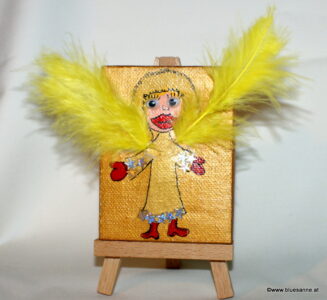 Federengel 29.09.2012 9 x 6 cm Acryl + Varnish auf Leinwand + Staffel