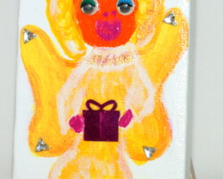 Gelber Engel 11.08.2012 9 x 6 cm Acryl + Varnish auf Leinwand + Staffel