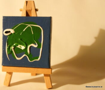 GreenFant 15.07.2011 7 x 7 cm Acryl + Abtönfarbe auf Leinwand + Staffel