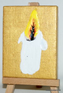 Kerze 07.08.2012 9 x 7 cm Acryl + Varnish auf Leinwand + Staffel