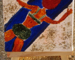 Lady on the Beach 11.11.2015 7 x 7 cm Acryl + Sand auf Leinwand + Staffel