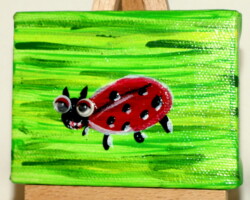 Marienkäfer 01.08.2012 8 x 6 cm Acryl + Varnish auf Leinwand + Staffel