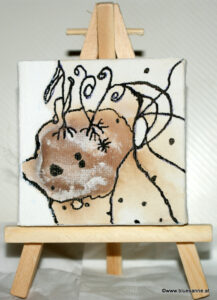 Mondherz 29.04,2016 6 x 6 cm Acryl + Tinte auf Leinwand + Staffel